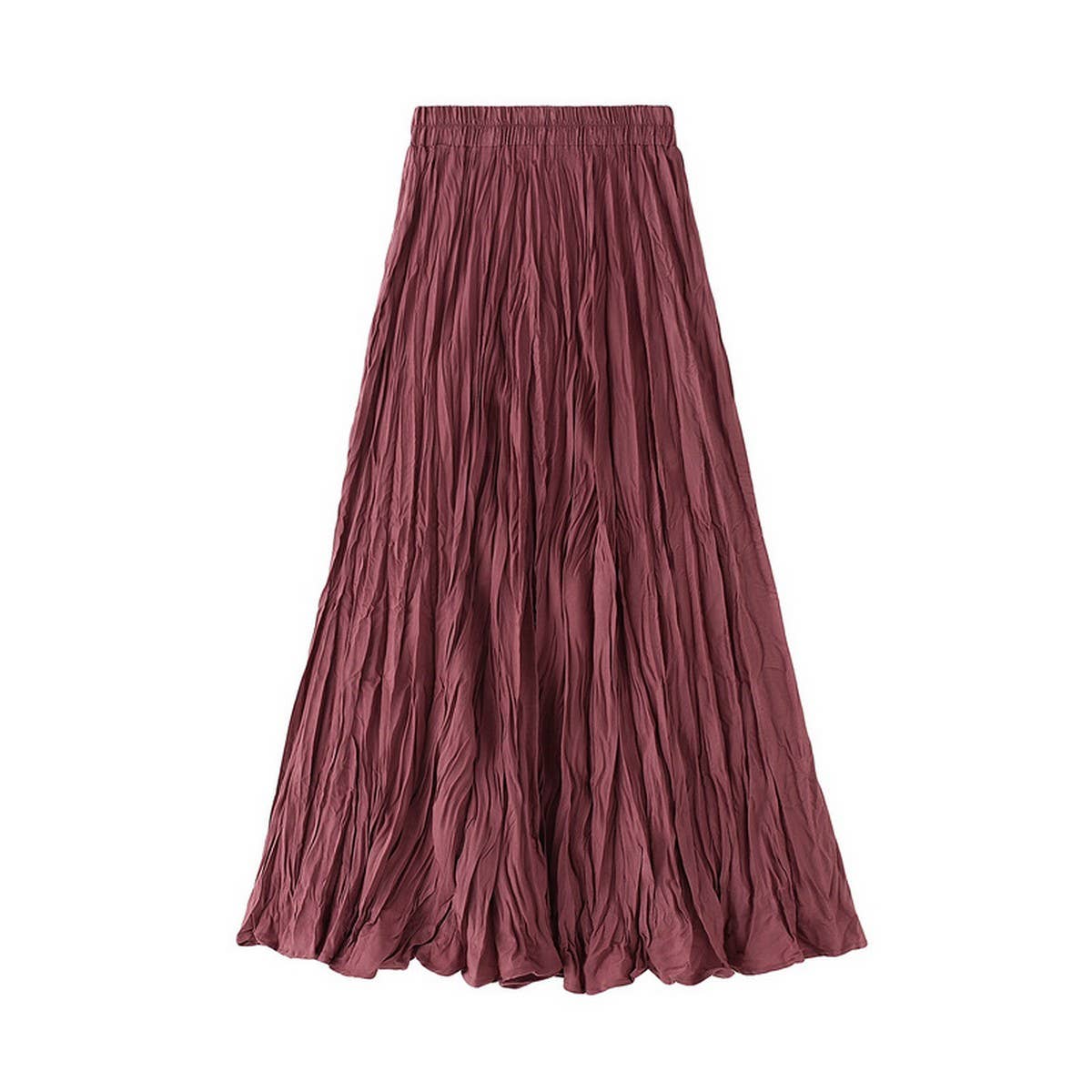 RUCHED PLEATED A LINE MIDI SKIRT_CWBMS0384