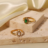 SUNFLOWER VERSATILE STAINLESS STEEL RING_CWAJE1390