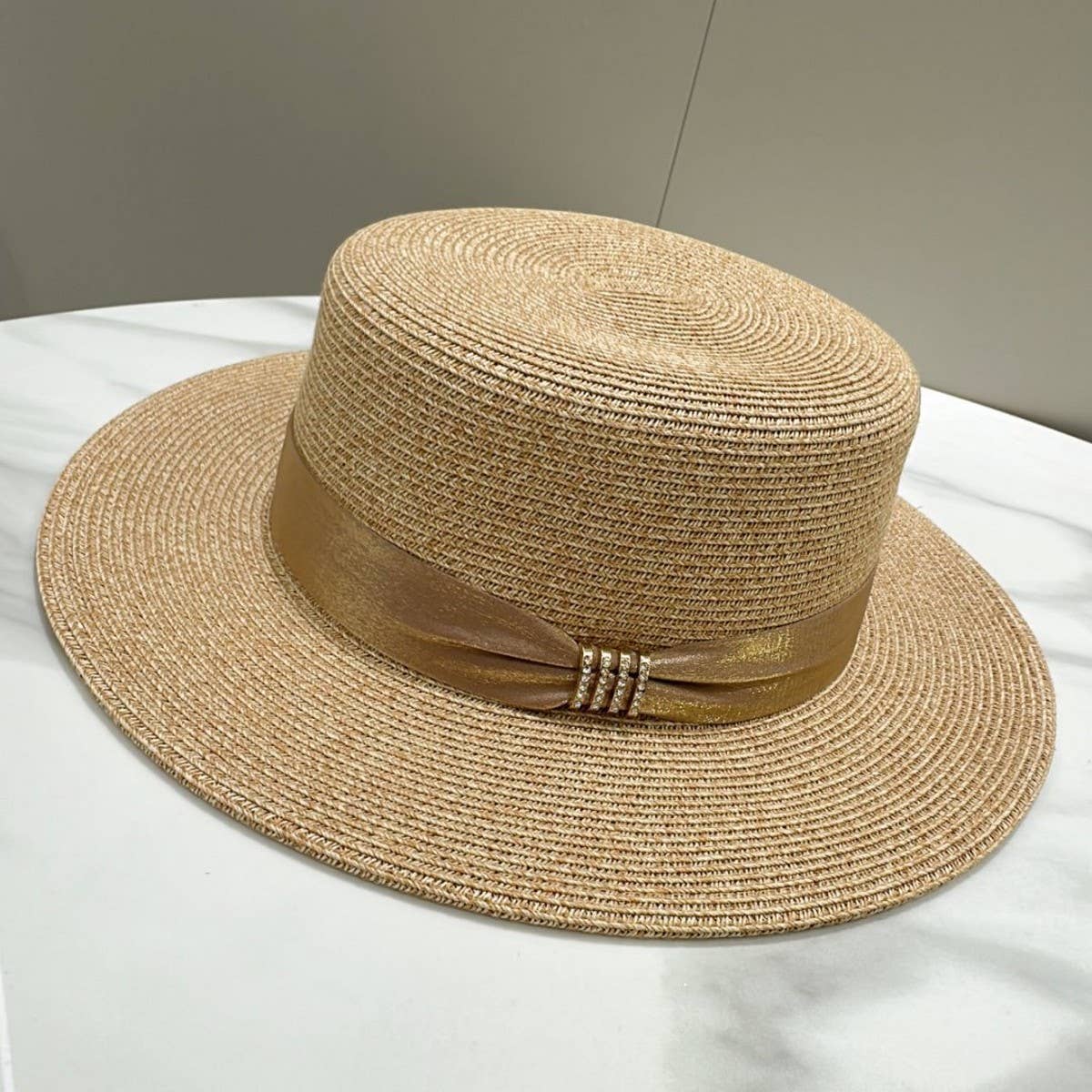 SUMMER SIMPLE HIGH END FLAT TOP STRAW HAT_CWAH3592