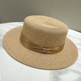 SUMMER SIMPLE HIGH END FLAT TOP STRAW HAT_CWAH3592
