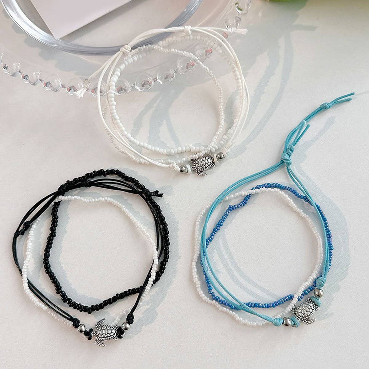 BOHO TURTLE BEADED ANKLET SET VINTAGE DESIGN_CWMM6352