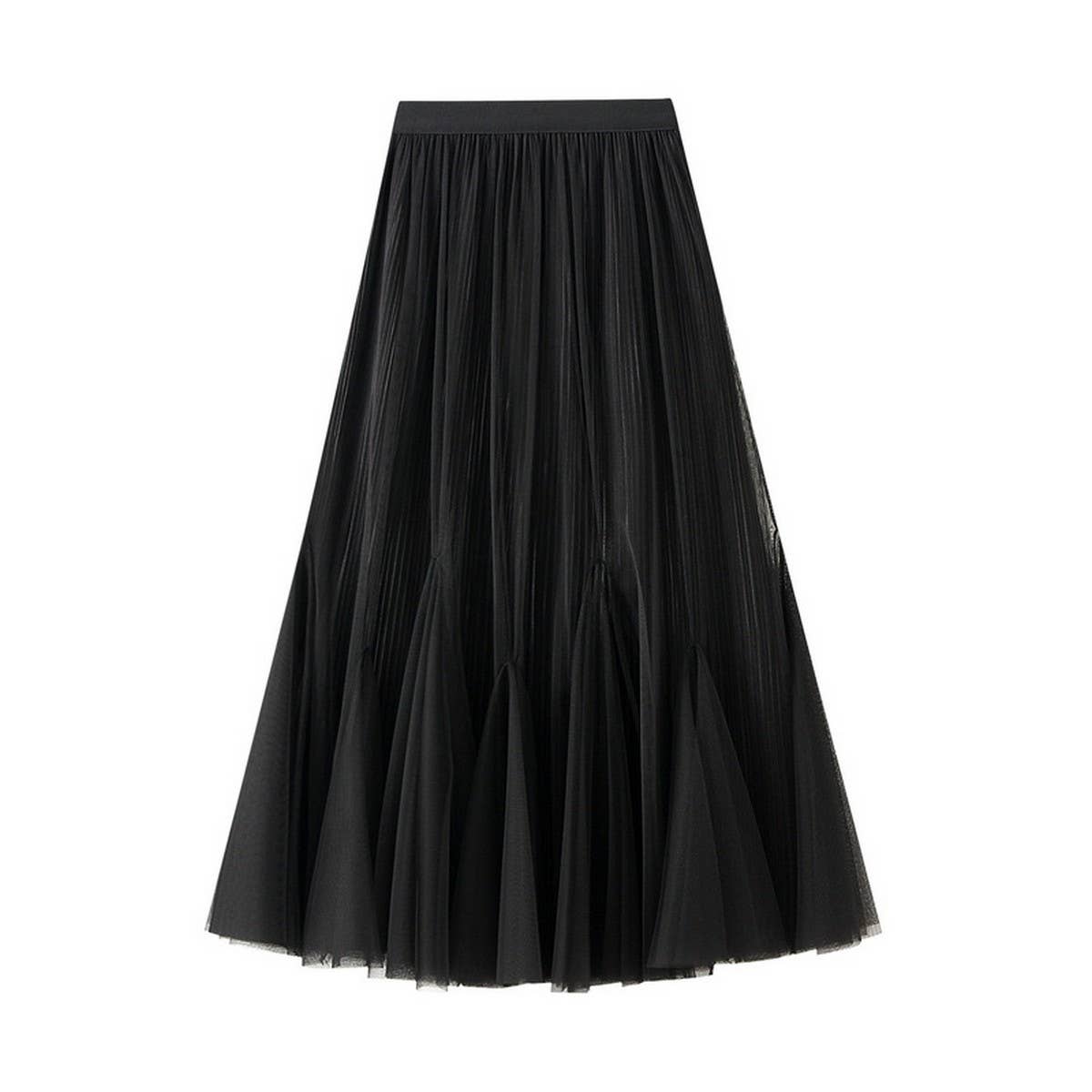 Vintage Tulle A-Line Flared Fishtail Skirt_Cwbms0372