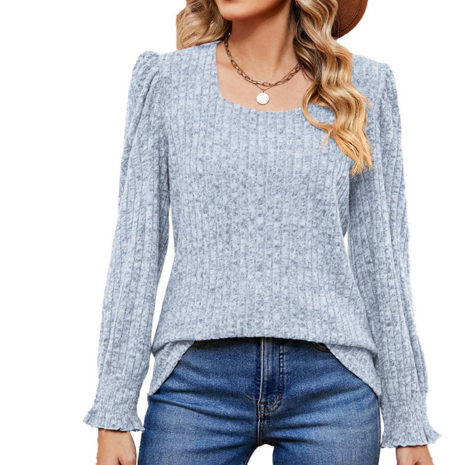 Womens Woolen Pit Strip Long Sleeve T-Shirt