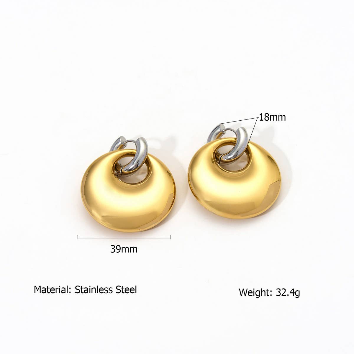 Two-Tone Gold Silver Irregular Steel Earrings_Cwmm8893