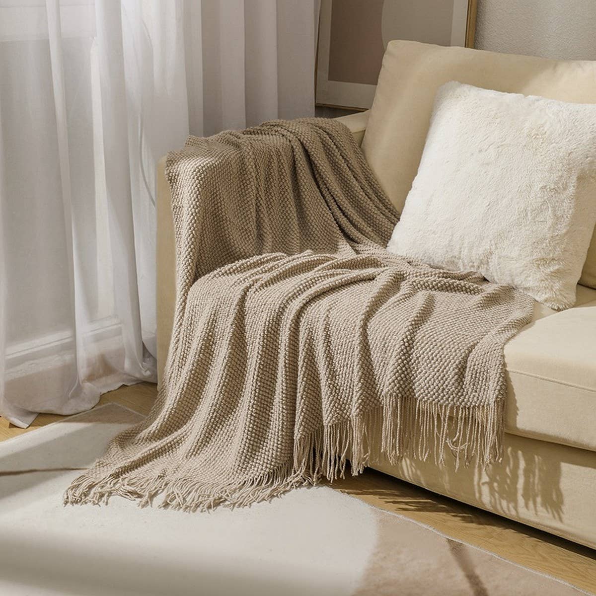 SOFT AND WARM KNIT TASSEL BLANKET FOR BED SOFA_CWMM0186