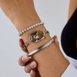 STYLISH 18K GOLD MIXED METAL CHUNKY CROSS BRACELET_CWAJE4776