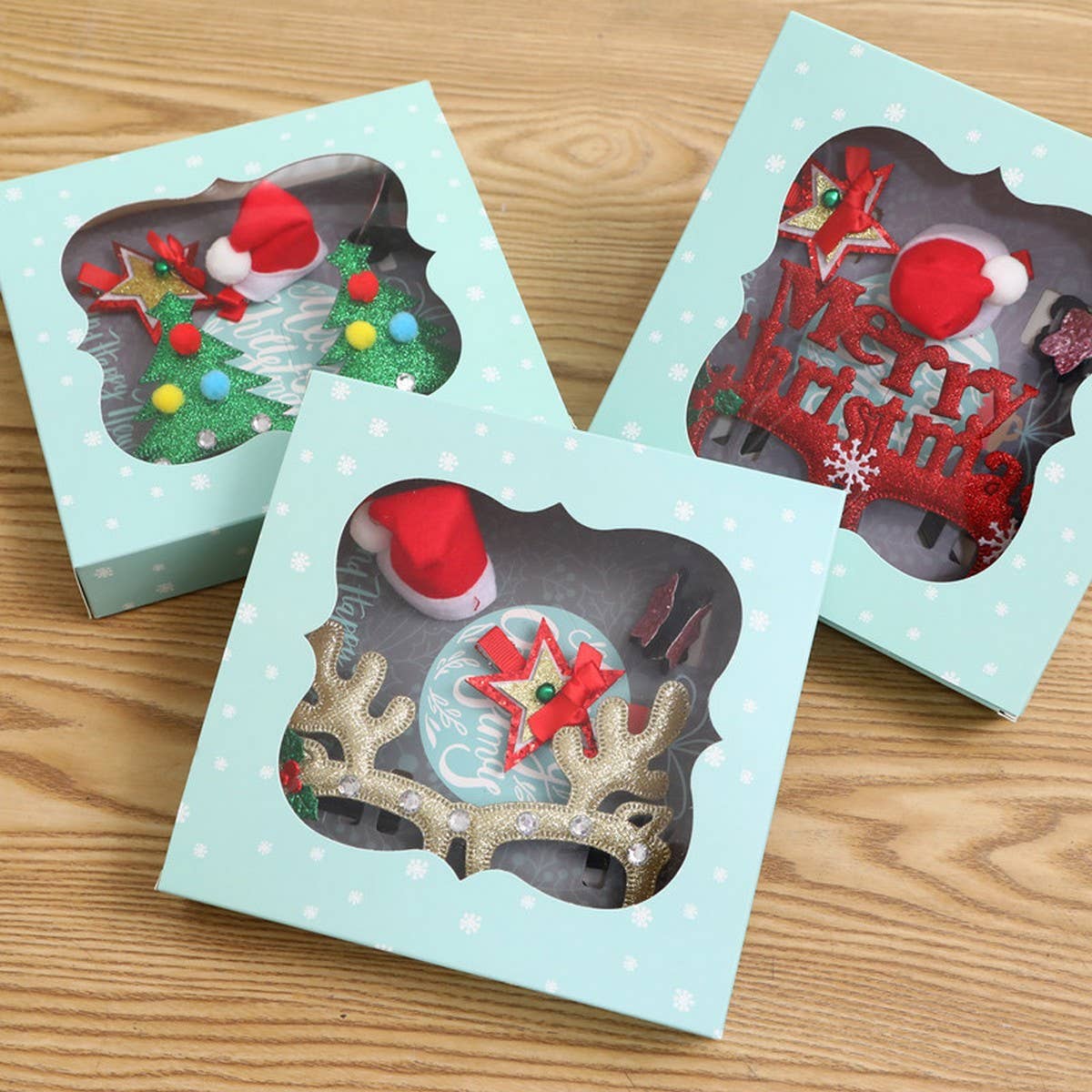 CHRISTMAS HAIR CLIP GLASSES SET KIDS GIFT 4PCS_CWMM1917