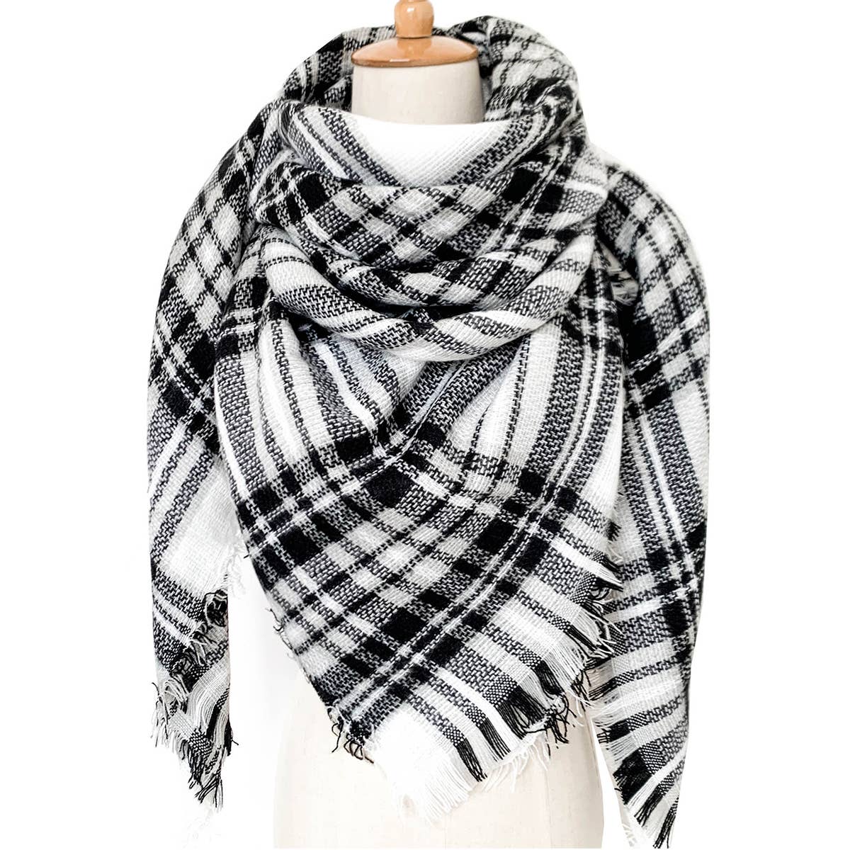 SOFT CHUNKY CHECKED GIANT SCARVES SHAWL CAPE_CWASC0107