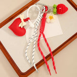 STRAWBERRY BOW KEYCHAIN WITH HEART FLORAL CHARM_CWMM7623