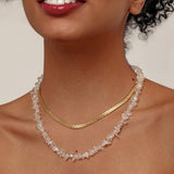 IRREGULAR TRANSPARENT CRYSTAL DOUBLE LAYER NECKLACE_CWMM3626