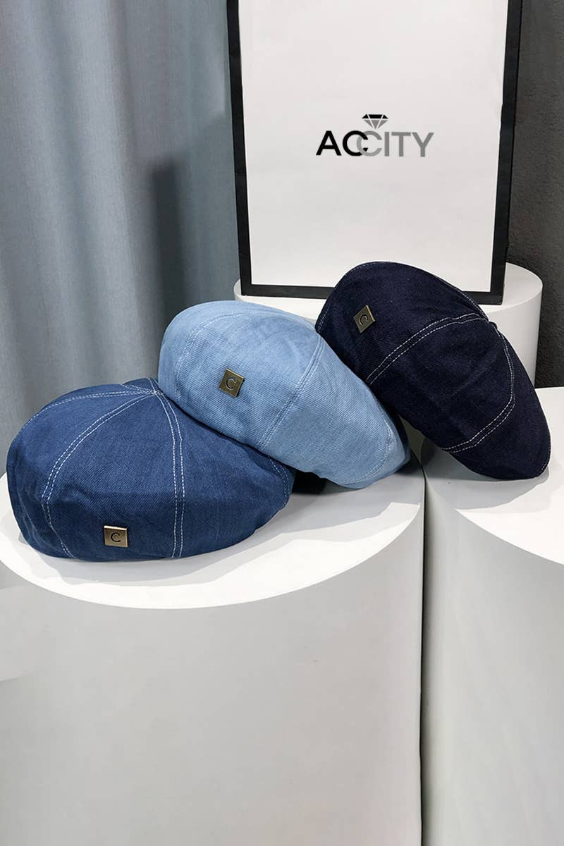 DENIM FASHION BERET CAP_CWAH0484