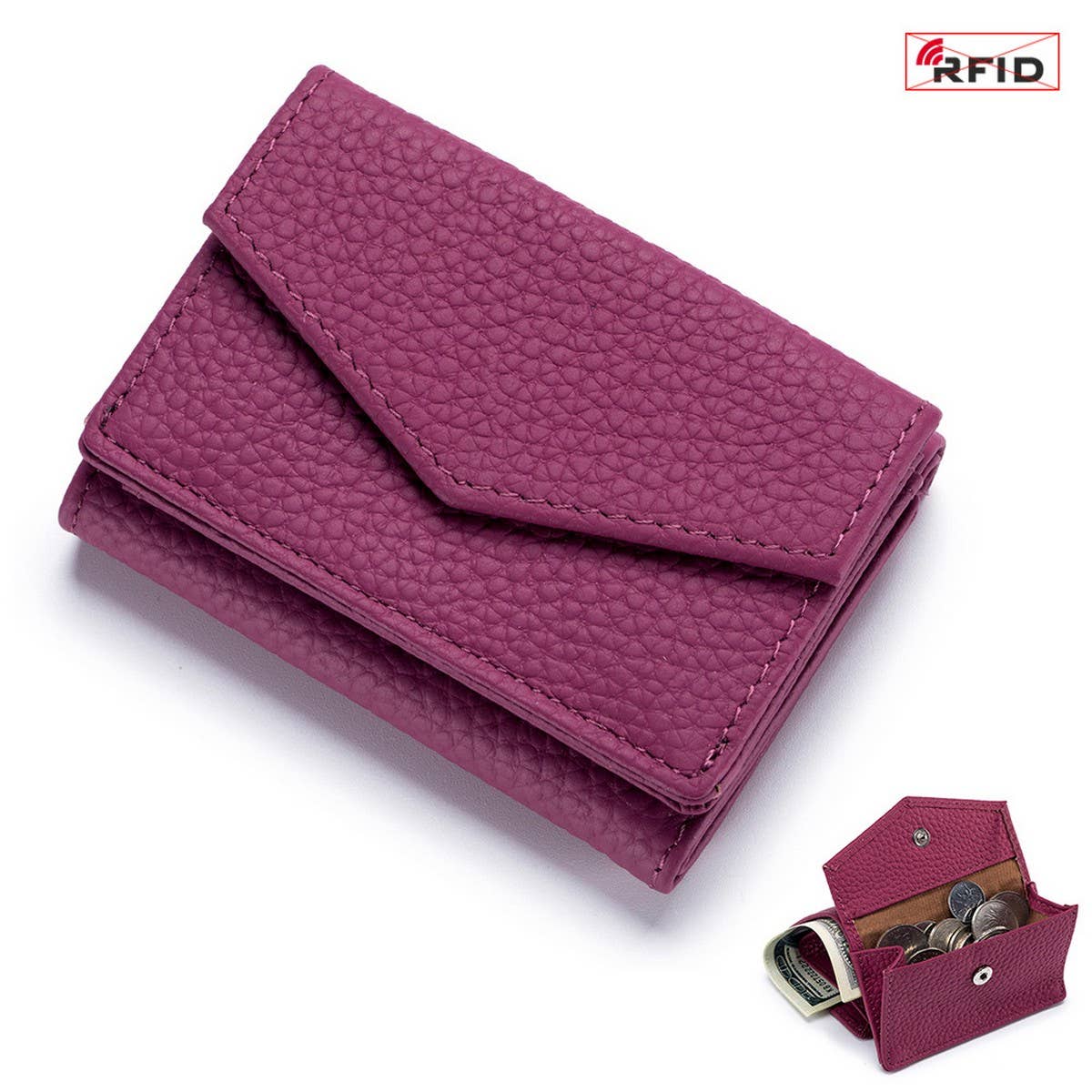 FASHION GENUINE LEATHER SHORT TRIFOLD MINI WALLET_CWAB3785