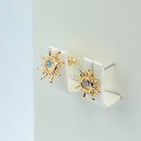 ROMANTIC SUNFLOWER BLUE ZIRCON STUD EARRINGS_CWAJE5082