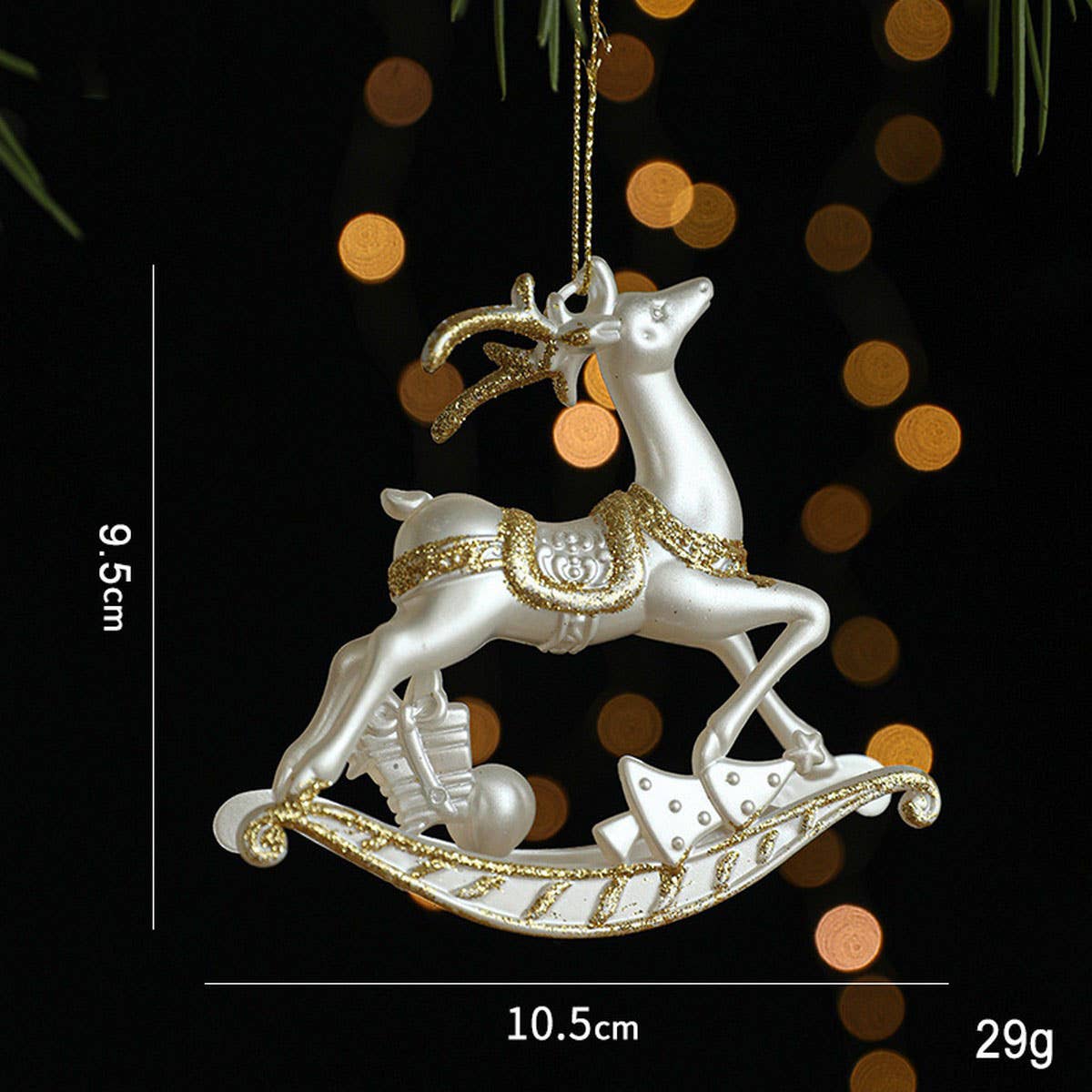 GOLD GLITTER XMAS SLED SANTA ANGEL REINDEER DECOR_CWMM9787