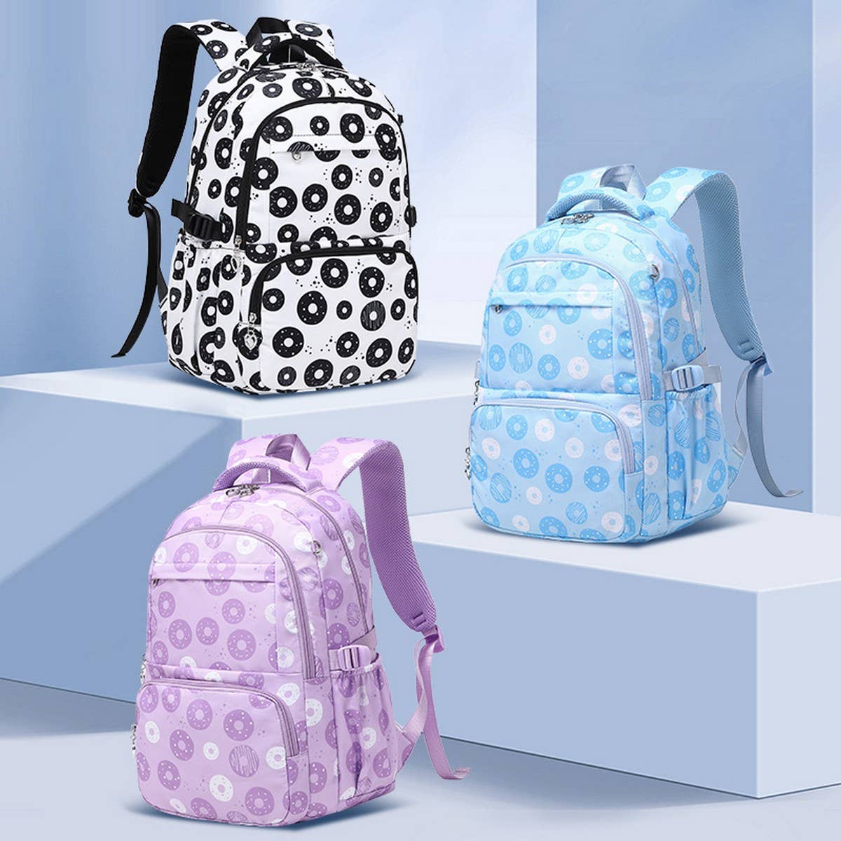 BACKPACKS FOR SCHOOL DONUT 3 PIECE NYLON SET_CWAB5467