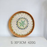 RATTAN FRUIT PLATE TEA ROOM SHELLBASKET ROUND PLATE_CWMM4495
