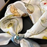 SIMPLE FLORAL SILK SCARF 100 MULBERRY SILK_CWASC0552
