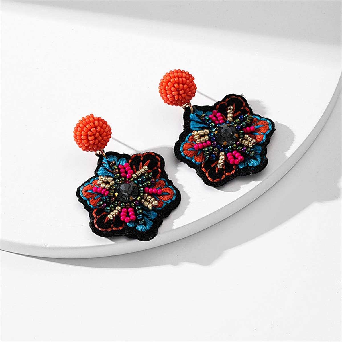 HANDMADE BEADED EMBROIDERY EARRINGS BOHO STYLE_CWMM6186