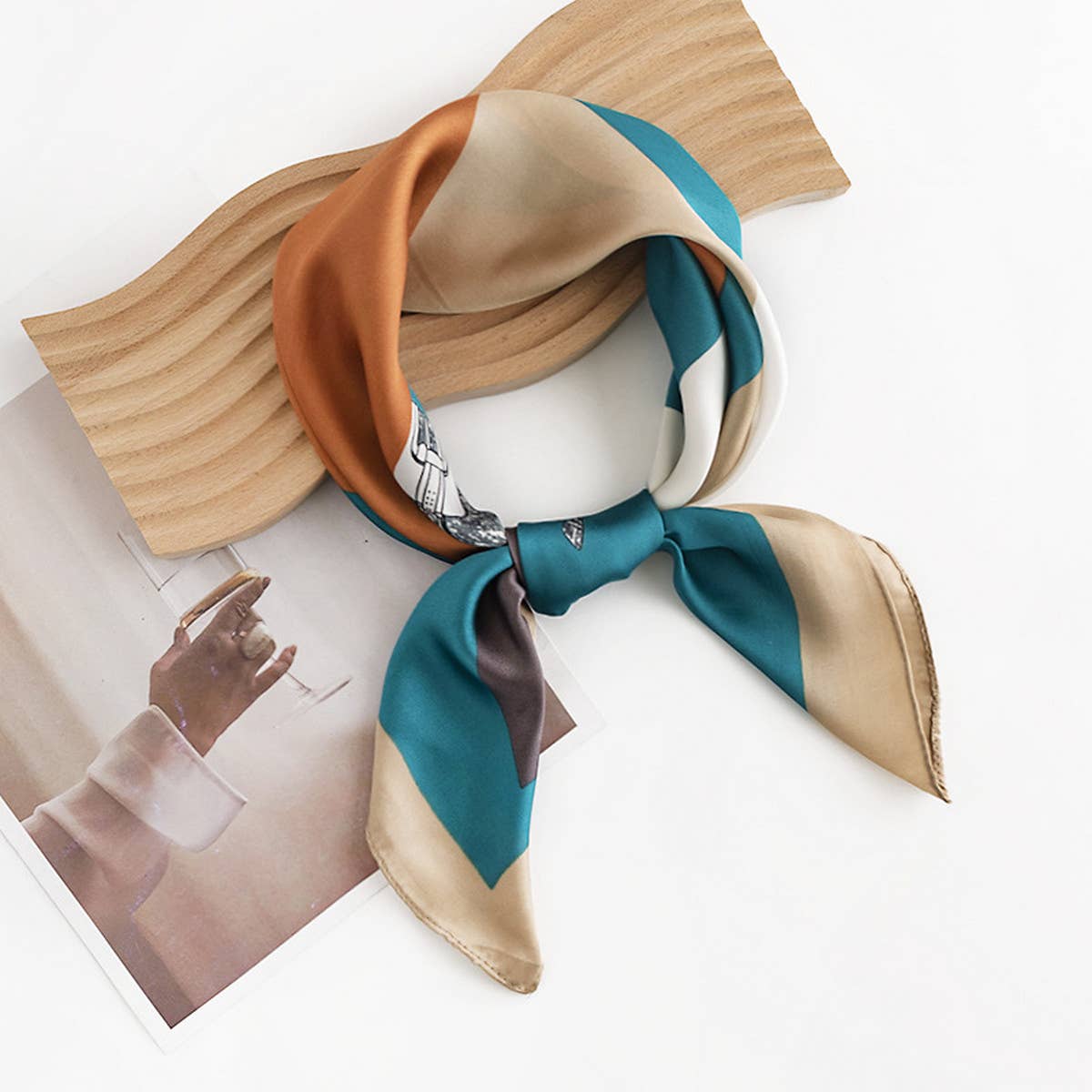 Simple Color Block Printed Scarf And Square Scarf_Cwasc0499