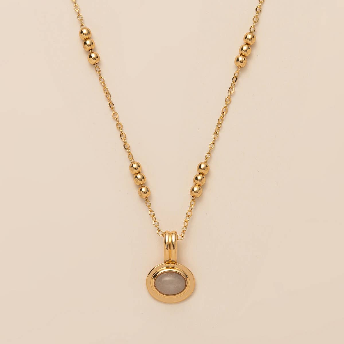 STAINLESS STEEL MULTI LAYERED GEMSTONE NECKLACE_CWMM5733