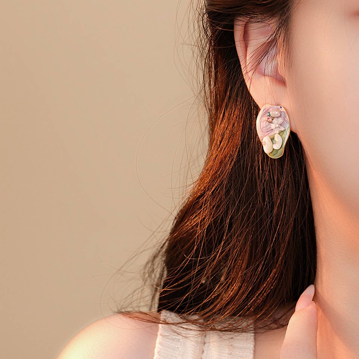 MONET GARDEN OIL PAINTING STYLE EARRINGS_CWAJE2325