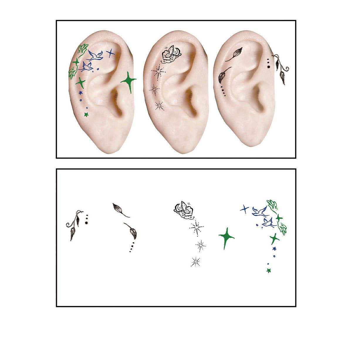 CUTE CARTOON EAR TATTOOS WATERPROOF STICKER SET_CWMM8394