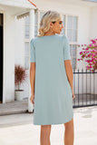 Solid Color Dress With Square Neck Pocket