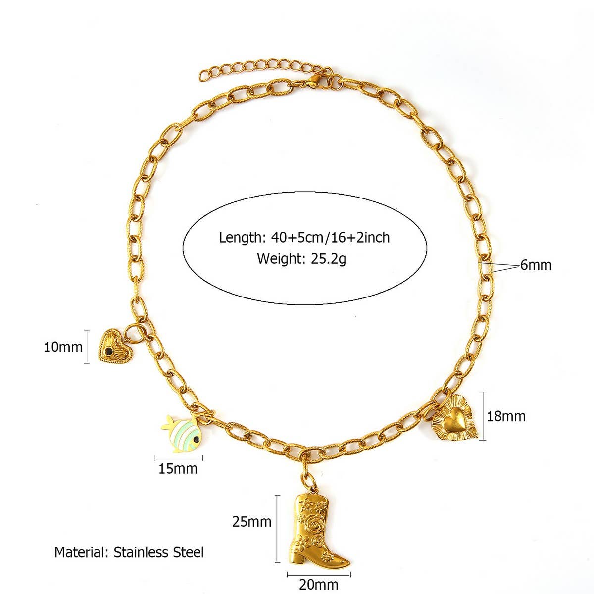 ORIGINAL STEEL NECKLACE WITH OCEAN PENDANT _CWMM8858