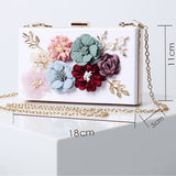 Women Flowers Decorate Chain Strap Evening Bag_Cwab0658