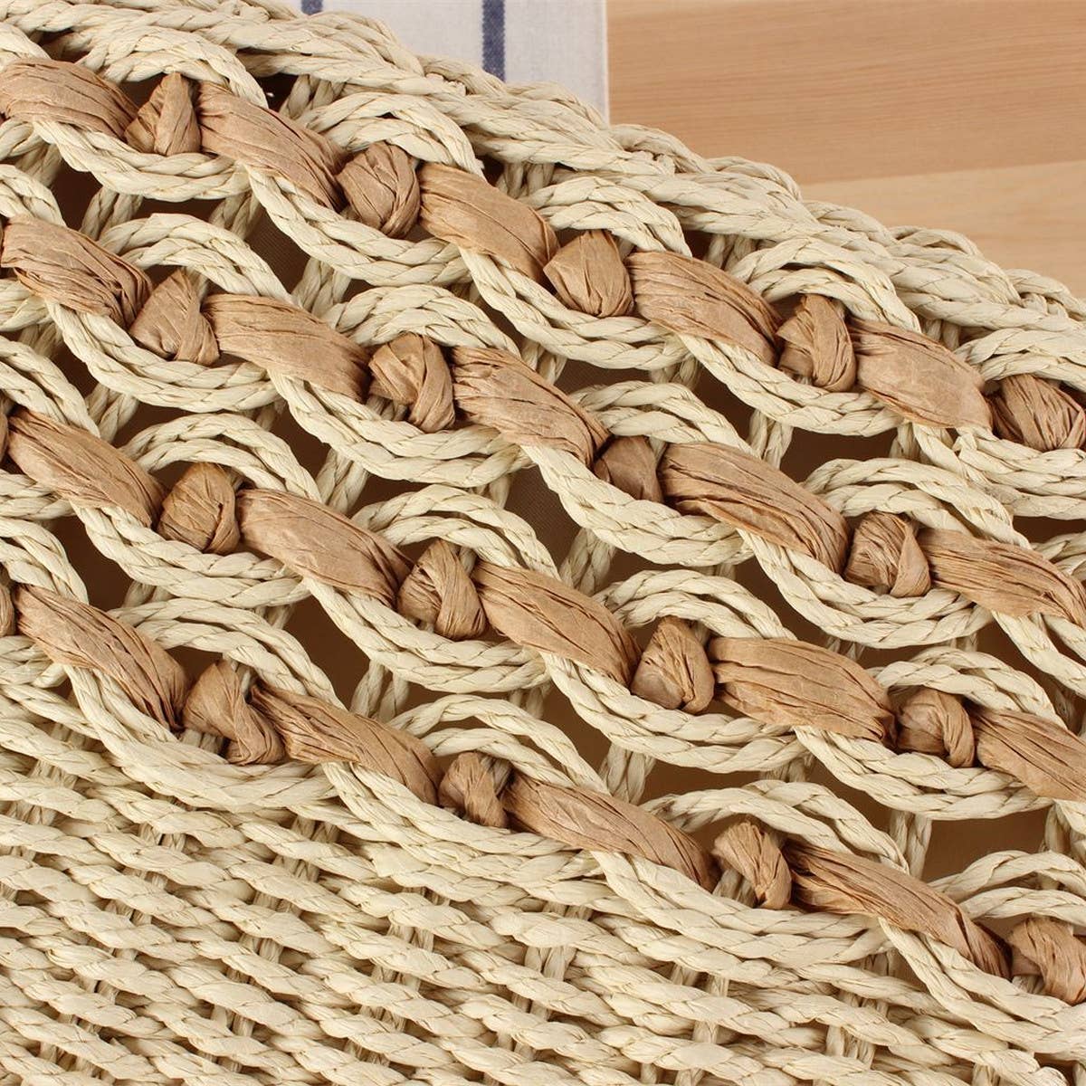 LARGE CAPACITY BEACH PAPER ROPE HOLLOW WOVEN BAG_CWAB2031