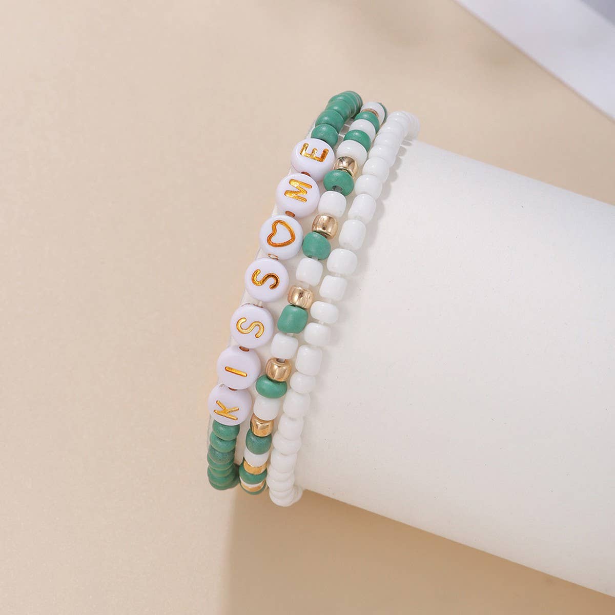 ST PATRICKS DAY RICE BEAD ALPHABET BRACELET SET_CWMM3506
