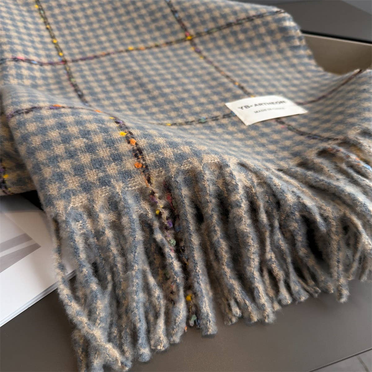 Houndstooth Pattern Winter Warm Cashmere Scarf_Cwasc03266