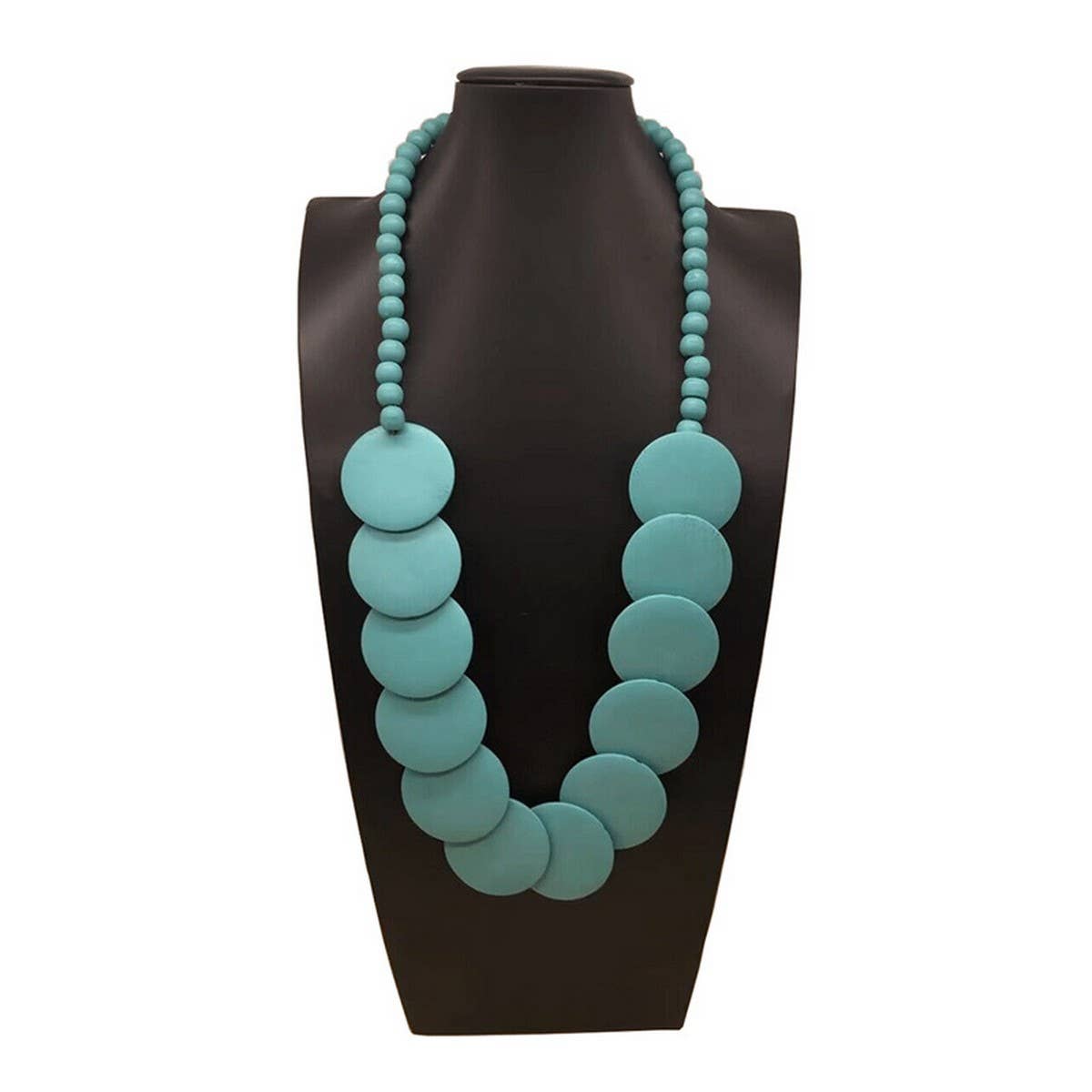 HANDMADE LARGE ROUND WOODEN BEAD LONG NECKLACE_CWMM4559