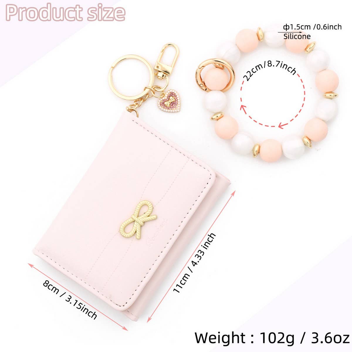 BUTTERFLY CARD WALLET WITH HEART BEAD KEYCHAIN_CWAB4969