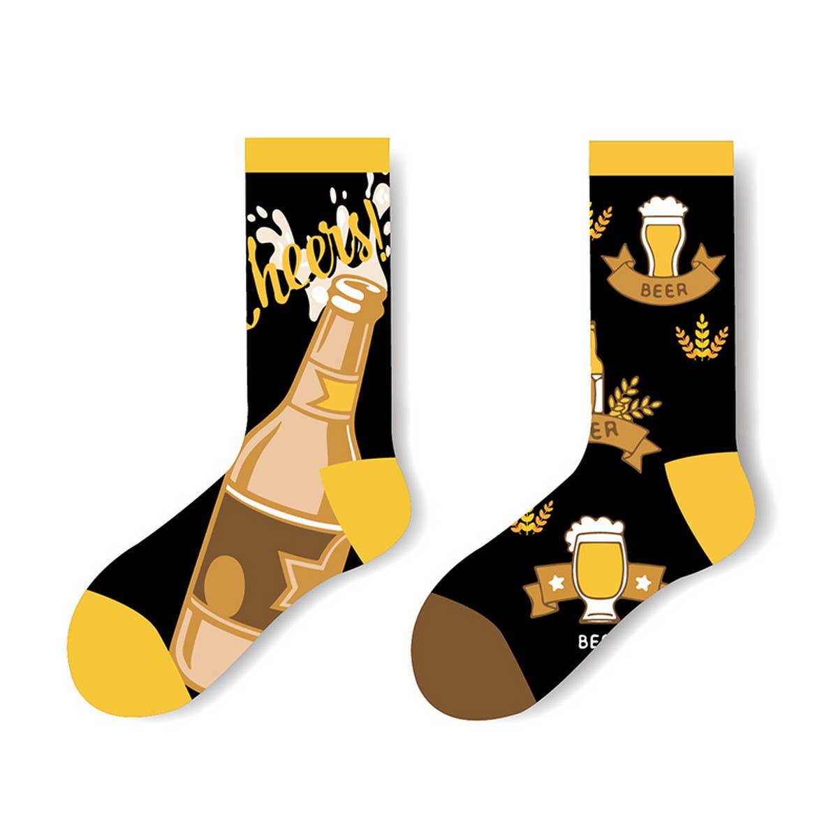 AB SIDE HAMBURGER BEER MID TUBE TRENDY SOCKS_CWMS1009