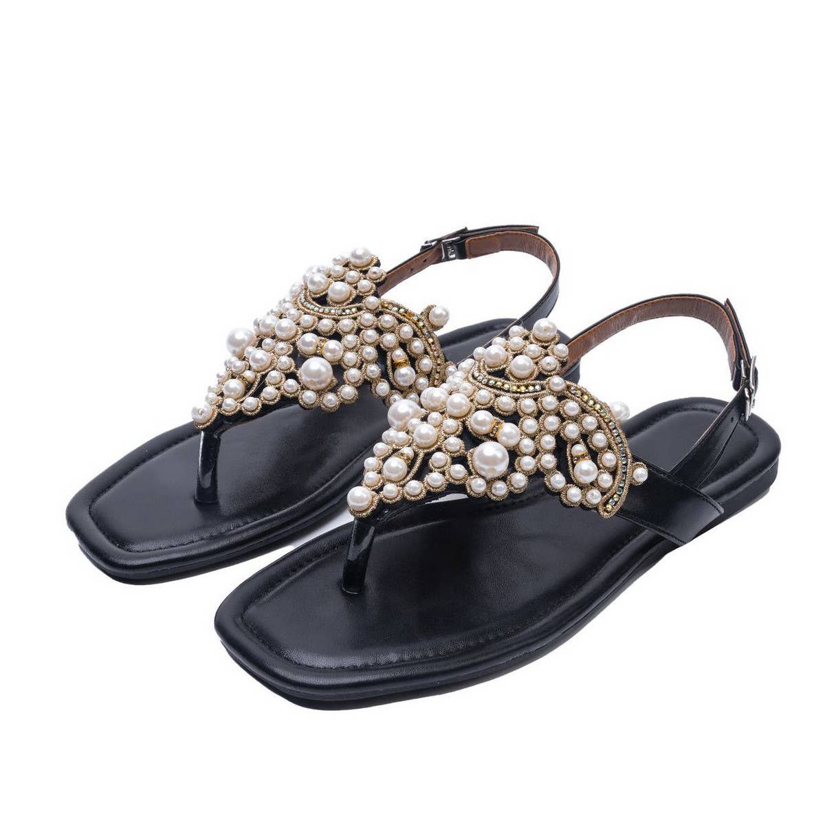 2024 PEARL SQUARE TOE FLIP TOE OPEN TOE SANDALS_CWSHS0703