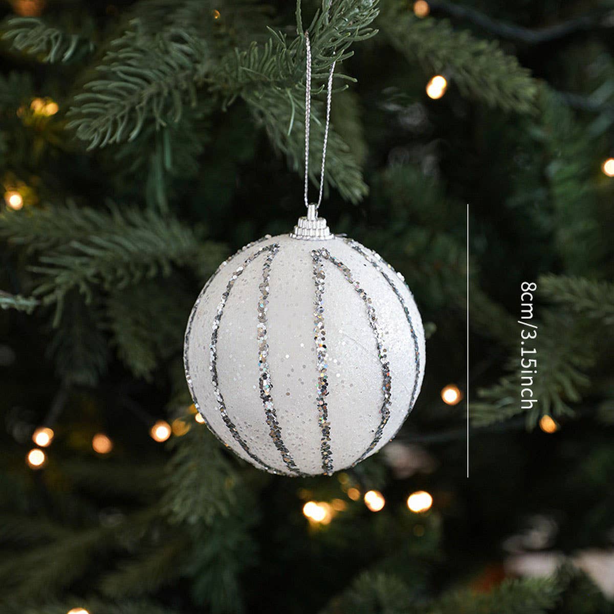 SILVER FOAM GLITTER XMAS BALLS BOWS TREE TOPPER_CWMM9677