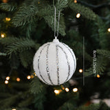 SILVER FOAM GLITTER XMAS BALLS BOWS TREE TOPPER_CWMM9677