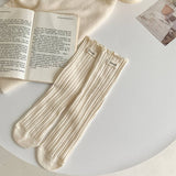 Women  Flower  Ear Edge Long Crew Socks_Cwms0420