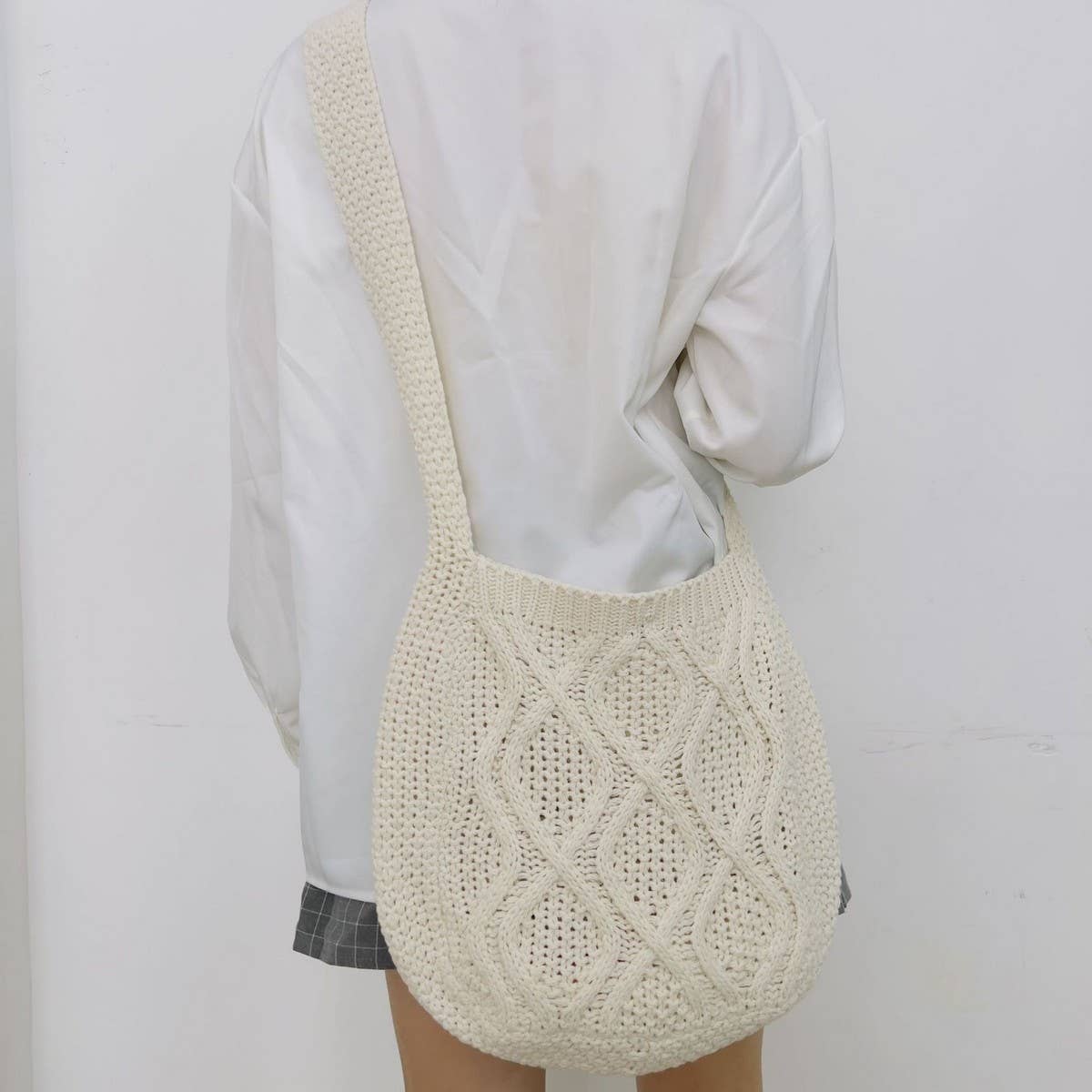 Cwab4573_Solid Knit Twist Vintage Tote Crossbody Bag