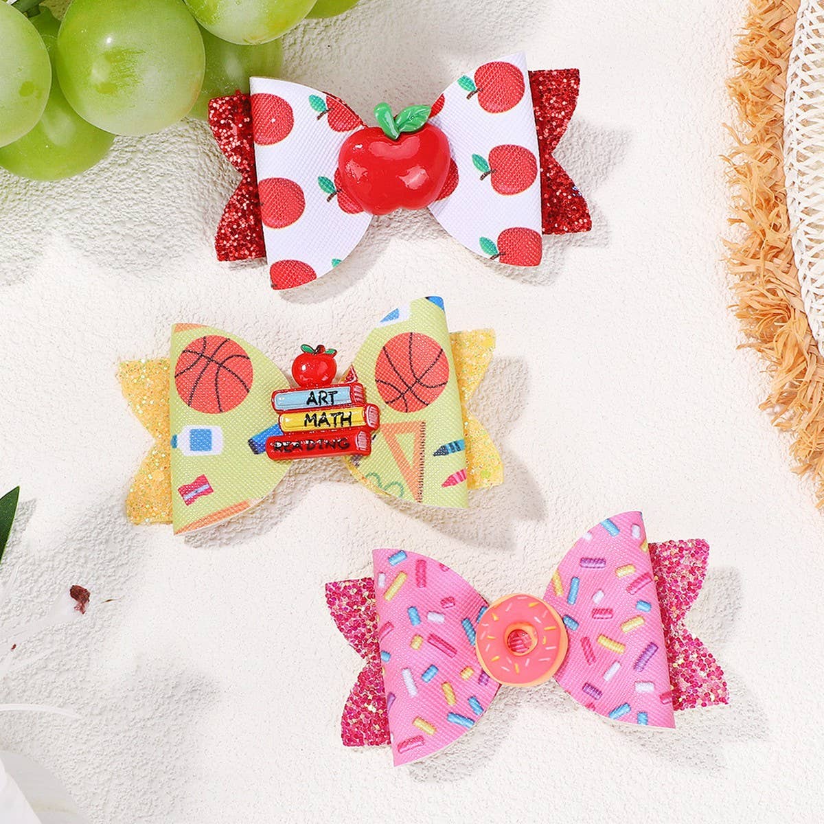 Glitter Donut Bow Hair Clip For Baby Girls