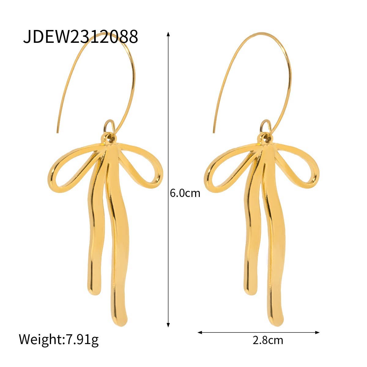 PERSONALITY FASHION 1 STEEL BOW PENDANT EARRINGS_CWAJE1880