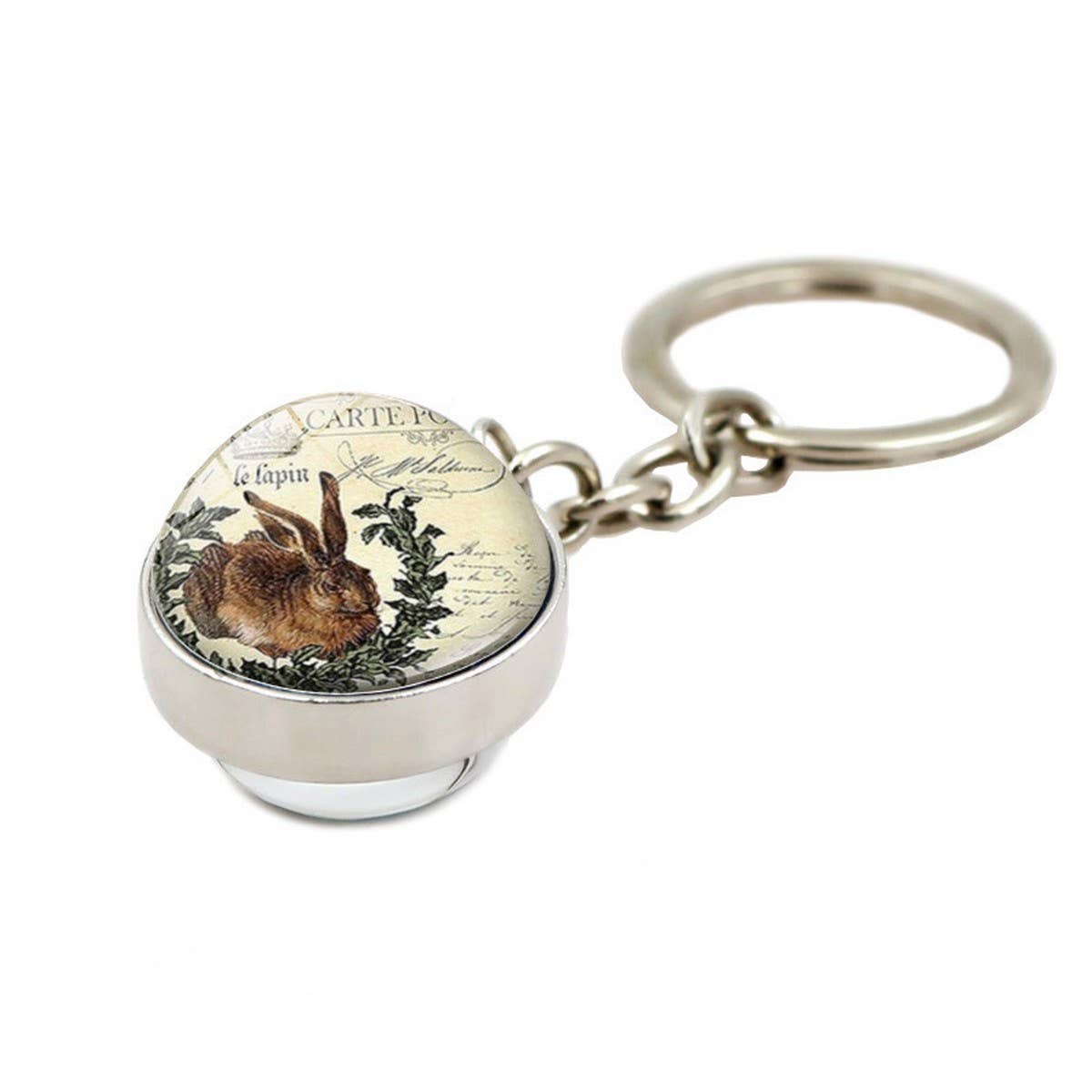 EASTER RABBIT CRYSTAL GLASS BALL PENDANT KEYCHAIN_CWMM0497