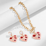 LOVE PEACH OIL PENDANT NECKLACE SET FOR WOMEN_CWAJE2911