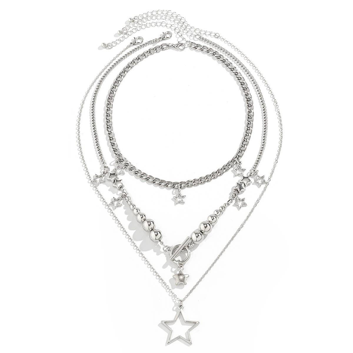 BEADED NECKLACE WITH STAR SHAPED PENDANT TASSELS_CWAJE1158