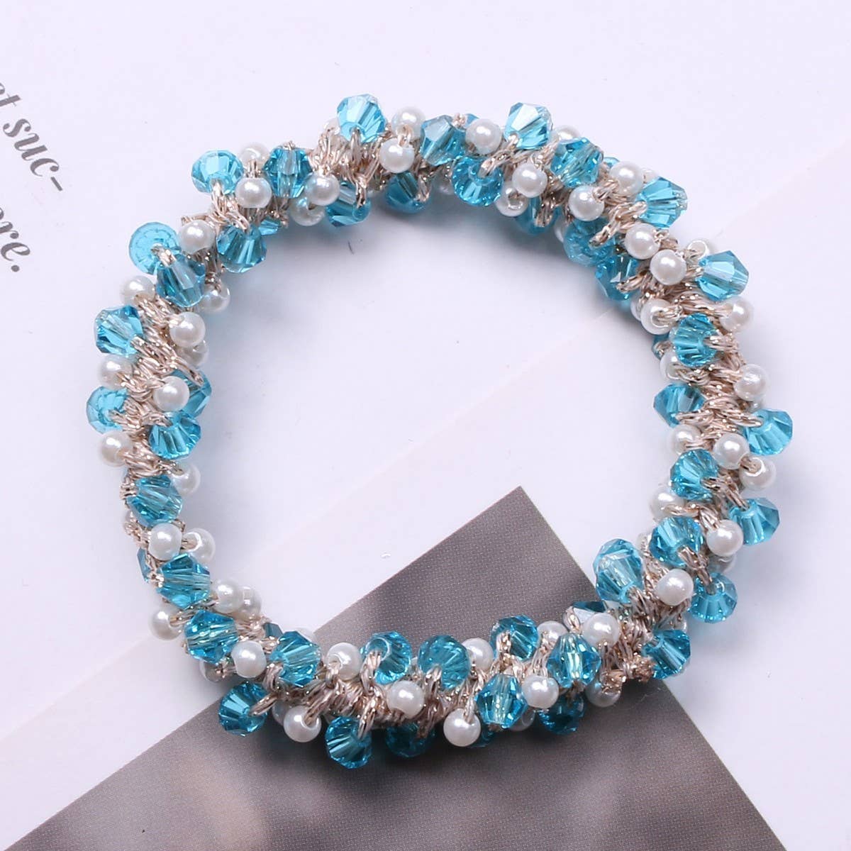 MINIMALIST PEARL CRYSTAL HAIR TIE STYLISH PONYTAIL_CWAHA6769