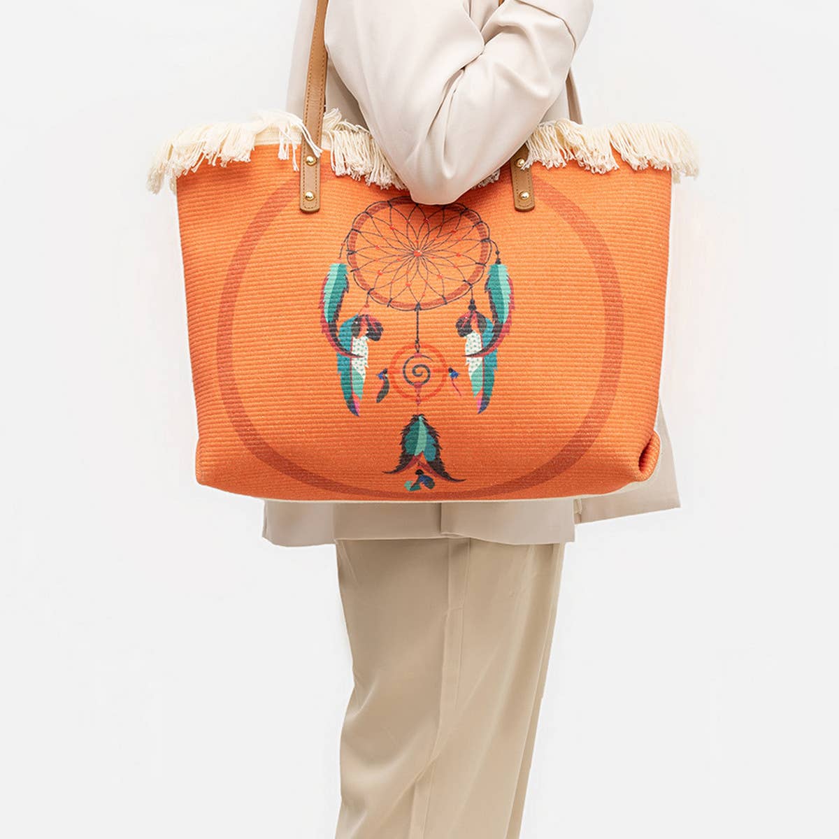 PRINTED BOHEMIAN SHOULDER BAG TOTE BAG_CWAB2000