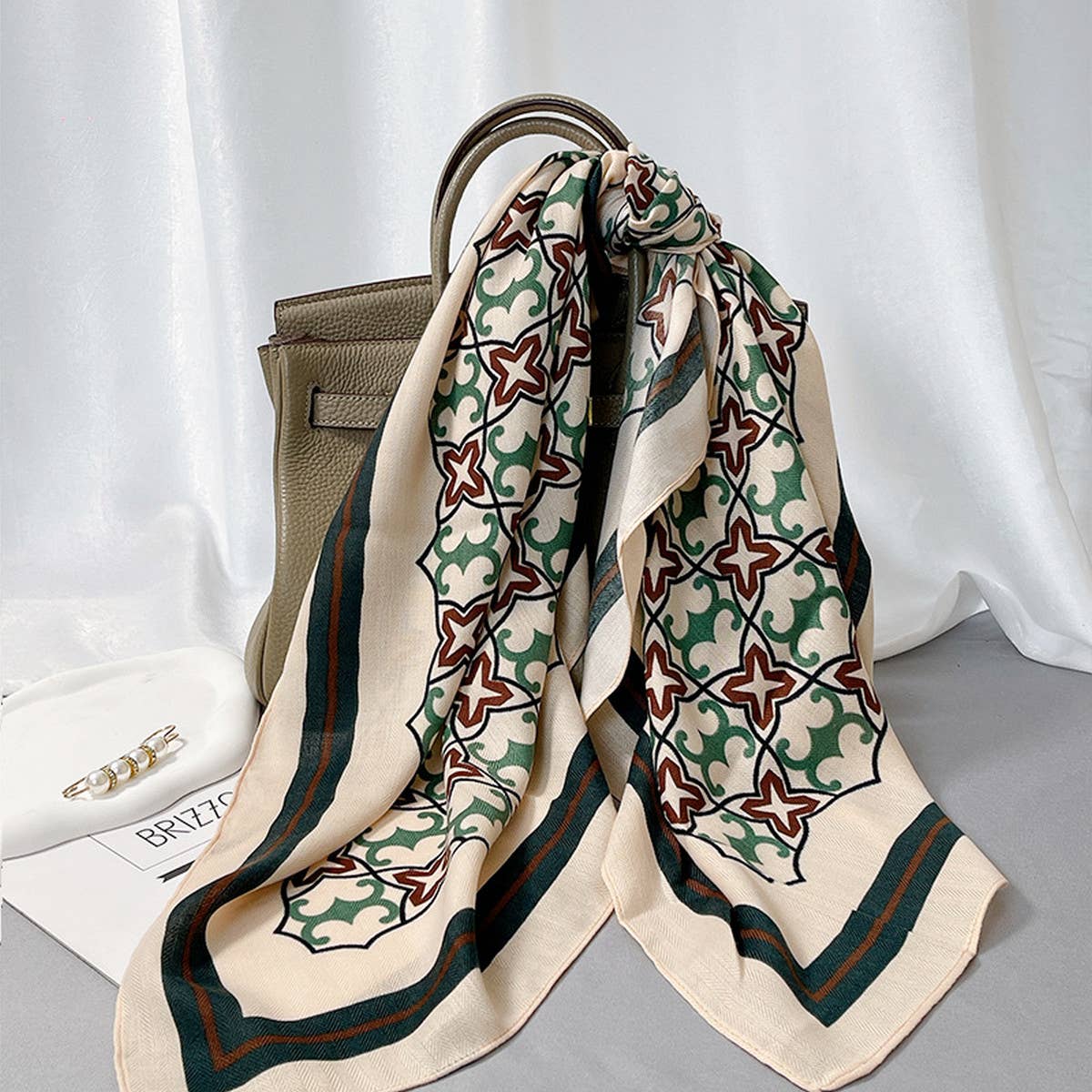 90CM SUNFLOWER FAUX WOOL VELVET SCARF WRAP_CWASC0891