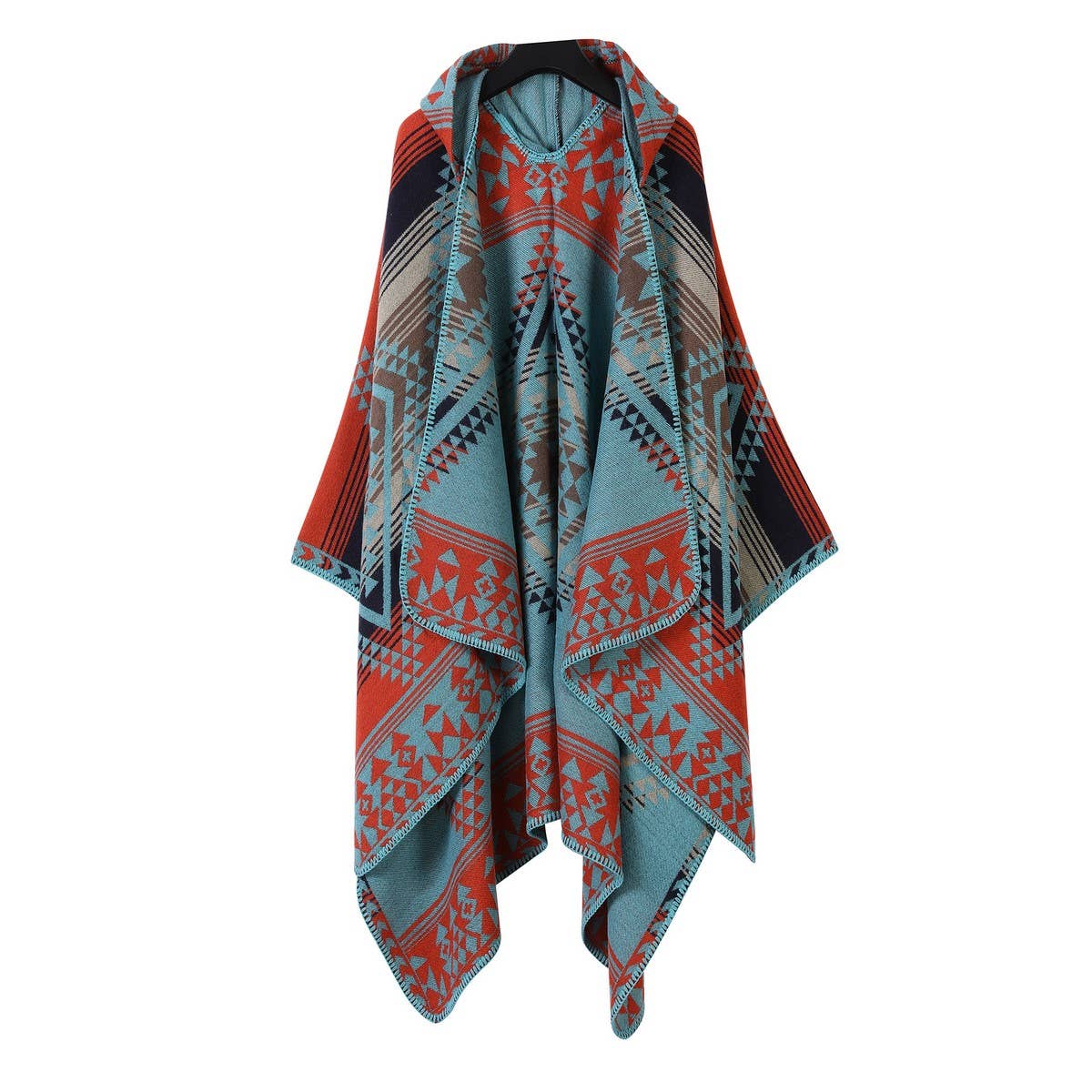 Vintage Jacquard Warm Scarf Slit Hooded Cape_Cwasc2268