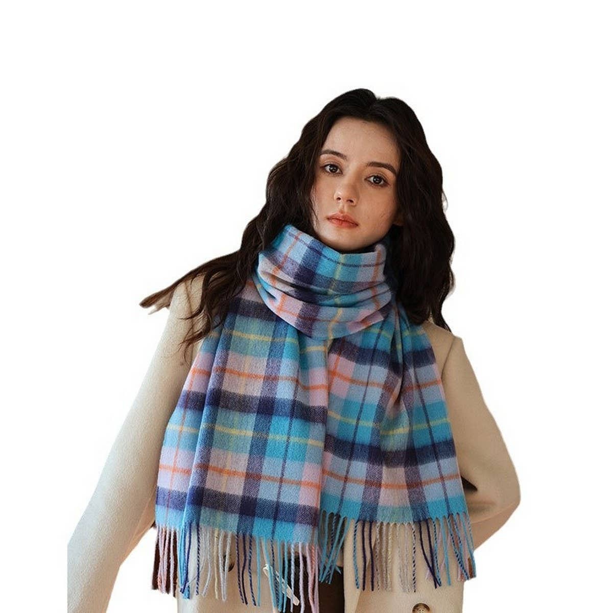 100% WOOL PLAID SCARF UNISEX WARM WINTER WRAP_CWASC2346